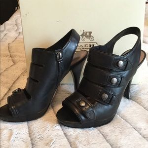 Brand New COACH “Sandra Calf” Heels Black SZ 9